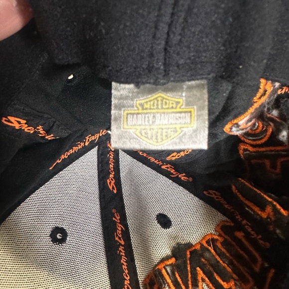Black and orange Harley-Davidson Screamin' Eagle adjustable cap Sz Small/medium - Picture 5 of 6